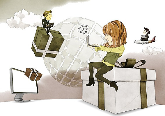 전신 PSD 구름 여자 남자 지구 교통수단 교통 일러스트 통신 비행기 정보기술 선물 미소 웃음 사람 앉기 성인 세명 선물상자 노트북 컴퓨터 상자 지구본 모니터 정보 스마트 와이파이 편리함 성인만 국내일러스트 자연요소 컨셉 항공교통 모션 대중교통 기술 표정 전자제품 무선인터넷 파일형식