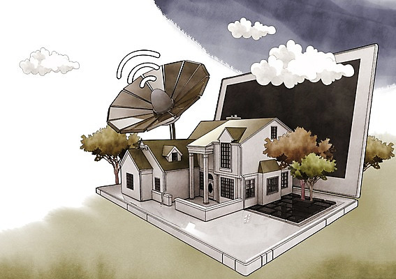 PSD 나무 식물 구름 일러스트 통신 가정 가족 주택 안테나 정보기술 사람없음 노트북 컴퓨터 정보 스마트 와이파이 편리함 국내일러스트 자연요소 컨셉 관계 기술 건물 전자제품 무선인터넷 파일형식