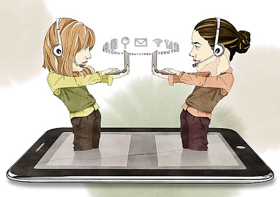 PSD 여자 일러스트 비즈니스 통신 정보기술 서기 사람 20대 성인 두명 노트북 전자제품 컴퓨터 태블릿 스크린 통신기기 터치 정보 비즈니스우먼 스마트 블루투스헤드셋 편리함 여자만 성인여자만 청년만 청년여자만 성인만 국내일러스트 컨셉 모션 기술 청년 스마트기기 기계 직장인 블루투스 파일형식