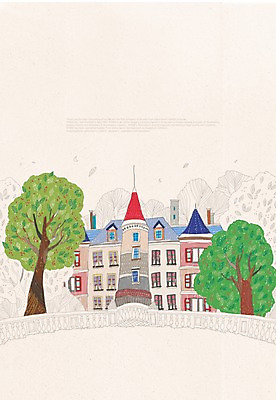 PSD 나무 식물 해외 건축물 사계절 계절 건축 해외여행 여행 백그라운드 일러스트 풍경 사람없음 관광지 봄 프랑스 세계여행 세계명소 봄배경 국내일러스트 유럽 세계 파일형식