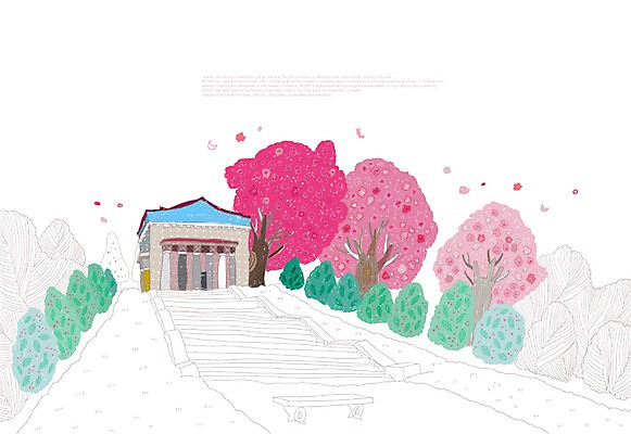 PSD 나무 식물 해외 사계절 계절 꽃 해외여행 여행 백그라운드 벤치 의자 일러스트 영국 풍경 사람없음 관광지 계단 봄 세계여행 세계명소 봄배경 국내일러스트 유럽 가구 세계 파일형식