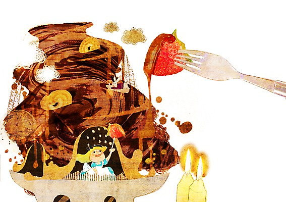 PSD 동물 여자 어린이 음식 포크 과일 일러스트 초 촛불 상상 딸기 상상일러스트 한명 미소 웃음 사람 소녀 판타지 쿠키 과자 초콜릿 토끼 퐁듀 여자만 여자한명만 어린이만 소녀만 소녀한명만 국내일러스트 1 식기 포유류 디저트 표정 반려동물 파일형식