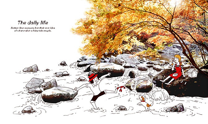 PSD 나무 식물 동물 편집이미지 라이프스타일 커플 여자 남자 한쌍 백그라운드 데이트 포토일러 합성일러스트 미소 웃음 사람 풍경 성인 두명 라이프 물 계곡 돌_바위 바위 쌍 개울 개 성인만 이미지편집 자연요소 포유류 관계 표정 생활 강 파일형식