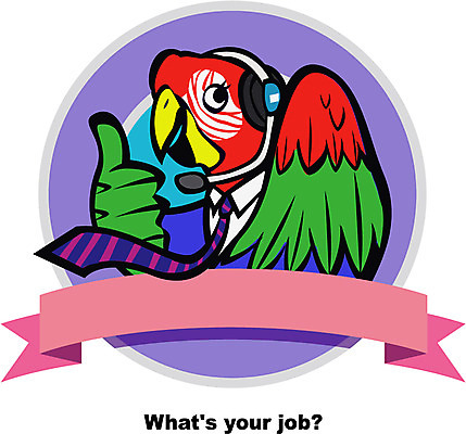 동물 직업 캐릭터 배너 리본 일러스트 홍보캐릭터 조류 프레임 틀 손짓 사람없음 끈 최고 상담원 서비스 상담 앵무새 생활서비스 일러캐릭터 AI파일 모션 사무원 파일형식 벡터