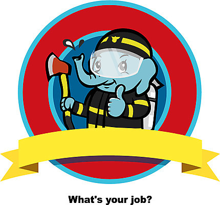 직업 캐릭터 배너 리본 포즈 일러스트 코끼리 프레임 직업캐릭터 틀 미소 웃음 손짓 사람없음 물 물방울 끈 최고 전문직 소방관 도끼 일러캐릭터 AI파일 자연요소 포유류 모션 표정 구조원 소방 파일형식 벡터