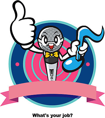 캐릭터 배너 리본 음악 포즈 음표 일러스트 홍보캐릭터 노래 프레임 틀 미소 웃음 손짓 취미 사람없음 끈 최고 마이크 노래방 일러캐릭터 AI파일 기호 음향기기 모션 문화예술 표정 파일형식 벡터