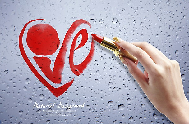 PSD 편집이미지 손 창문 사랑 한명 사람 손짓 신체부위 화장품 립스틱 화장용품 하트 비 빗방울 이미지편집 자연요소 모양 1 감정 모션 날씨 뷰티 미용용품 비_날씨 파일형식