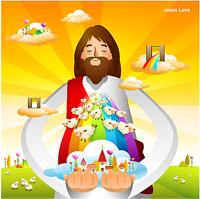 동물 남자 행복 기독교 종교 백그라운드 무지개 일러스트 포유류 사랑 한명 미소 웃음 사람 잔디 성인 교회 믿음 희망 양 예수 국내일러스트 AI파일 자연요소 식물 1 감정 종교건축 표정 건물 신_종교 파일형식 벡터