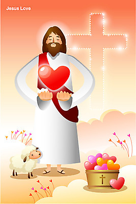 동물 남자 행복 기독교 종교 백그라운드 십자가 일러스트 포유류 사랑 한명 미소 웃음 사람 성인 바구니 믿음 희망 하트 양 예수 국내일러스트 AI파일 모양 1 감정 표정 신_종교 파일형식 벡터