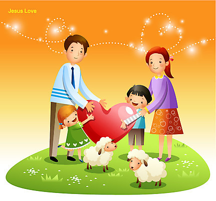 식물 동물 여자 남자 딸 행복 기독교 종교 아들 어린이 백그라운드 일러스트 포유류 가족 엄마 사랑 미소 웃음 사람 소녀 소년 잔디 여러명 성인 부모 믿음 희망 목장 자녀 하트 양 아빠 교인 국내일러스트 AI파일 모양 감정 다수 관계 표정 파일형식 벡터