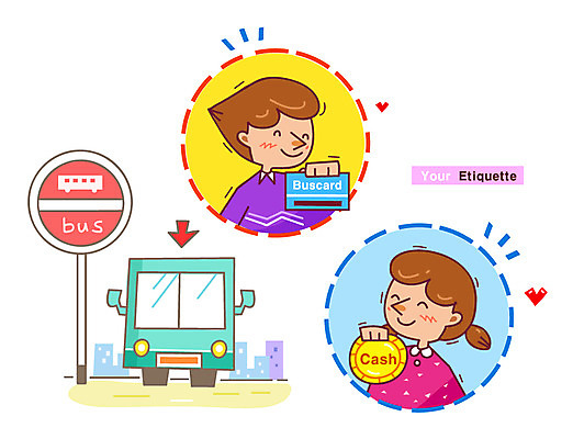 여자 남자 어린이 돈 일러스트 버스 대중교통 미소 웃음 사람 소녀 소년 성인 두명 예절 공공예절 공공장소 매너 버스카드 국내일러스트 AI파일 육상교통 교통수단 표정 장소 신용카드 재산 파일형식 벡터