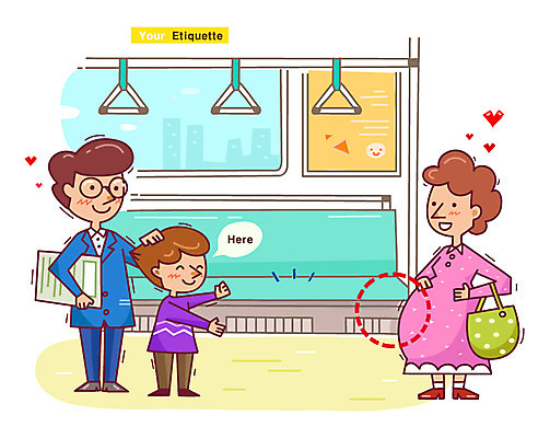 전신 여자 남자 어린이 의자 일러스트 대중교통 손잡이 서기 미소 웃음 사람 소년 여러명 성인 임산부 예절 전철 양보 공공예절 공공장소 매너 자리양보 국내일러스트 AI파일 육상교통 교통수단 가구 다수 모션 표정 임신 장소 배려 파일형식 벡터