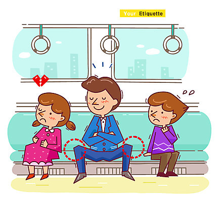 전신 여자 남자 어린이 의자 일러스트 대중교통 손잡이 서기 사람 앉기 소녀 소년 여러명 성인 예절 찡그림 전철 공공예절 공공장소 매너 불쾌함 국내일러스트 AI파일 감정 육상교통 교통수단 가구 다수 모션 표정 장소 파일형식 벡터