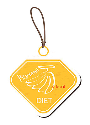 알파벳 영어 컬러 스티커 다이어트 과일 일러스트 바나나 사람없음 노란색 꼬리표 라벨 끈 심볼 열대과일 매듭 북마크 저칼로리 국내일러스트 AI파일 문자 프레임 건강 파일형식 벡터