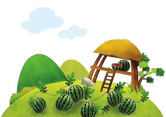 PSD 나무 식물 계절 백그라운드 밭 과일 일러스트 사다리 여름음식 산 수박 풍경 사람없음 여름 돌_바위 풀 숲 원두막 수박밭 제철음식 제철과일 국내일러스트 음식 농업 도구 제철 파일형식 여름_계절