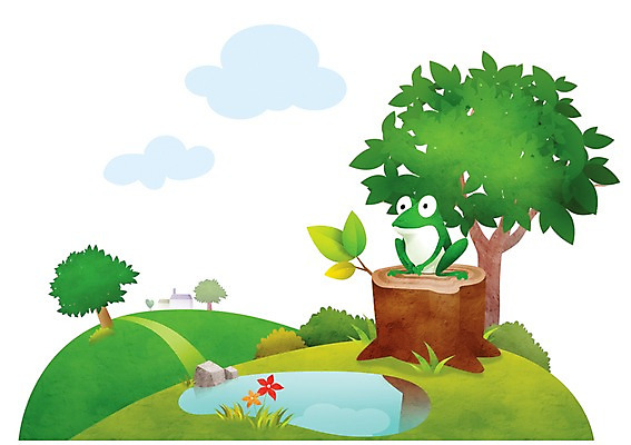 PSD 나무 식물 동물 구름 계절 꽃 호수 백그라운드 일러스트 개구리 양서류 풍경 사람없음 봄 기둥 연못 풀 나무기둥 나무밑둥 봄배경 국내일러스트 자연요소 건축 파일형식