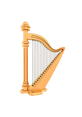 PSD 편집이미지 악기 음악 컬러 현악기 사람없음 그래픽 3D소스 3D 금색 황금 입체 오브젝트 하프 편집소스 편집3D 문화예술 디지털합성 파일형식