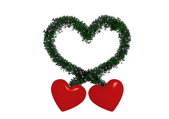 모양 PSD 식물 편집이미지 꽃 화초 컬러 잎 사람없음 그래픽 장식 빨간색 초록색 3D소스 3D 화환 하트 입체 장식리스 편집소스 편집3D 디지털합성 파일형식