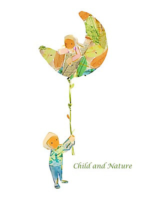 PSD 여자 남자 어린이 일러스트 자연 놀이 미소 웃음 사람 소녀 소년 두명 달 초승달 순수 어린이만 국내일러스트 자연요소 컨셉 표정 생태계 파일형식