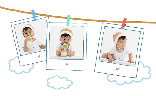 PSD 구름 편집이미지 모자 응시 남자 줄 포토일러 집게 합성일러스트 사람 동양인 상반신 세명 한국인 우유 아기 우유병 젖병 빨랫줄 폴라로이드 폴라로이드사진 빨래집게 남자만 남자아기만 이미지편집 자연요소 시선 잡화 병_용기 유제품 인종 카메라 아기용품 아기만 파일형식