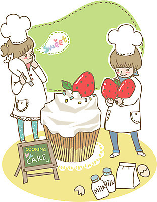 전신 여자 어린이교육 교육 남자 어린이 음식 빵 가사 과일 일러스트 가정 가족 딸기 수업 요리사모자 요리 서기 미소 웃음 사람 소녀 소년 두명 친구 제과 케이크 우유 체험학습 조리복 컵케이크 생크림 제빵 실습 가정시간 요리실습 어린이만 국내일러스트 AI파일 모자_잡화 유니폼 관계 모션 디저트 유제품 표정 제과제빵 요리사 체험 크림 파일형식 벡터