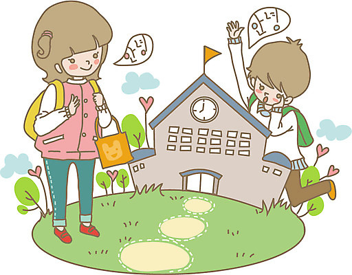 전신 나무 식물 구름 여자 어린이교육 교육 남자 어린이 가방 일러스트 학교 서기 미소 웃음 사람 손짓 소녀 소년 잔디 초원 두명 건물 친구 인사 풀 등교 하교 매기 하교길 어린이만 국내일러스트 AI파일 자연요소 건축물 잡화 관계 모션 표정 예절 등하교 파일형식 벡터