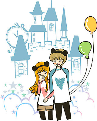 구름 커플 여자 남자 행복 별 한쌍 시계 데이트 일러스트 함께함 사랑 서기 미소 웃음 사람 성인 두명 건물 팔짱 다정 놀이공원 시간 머리띠 쌍 성 커플티 커플룩 풍선 커플옷 성인만 국내일러스트 AI파일 자연요소 건축물 옷 감정 컨셉 장신구 관계 모션 표정 테마파크 파일형식 벡터