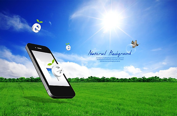 PSD 나무 식물 동물 구름 편집이미지 나비 곤충 인터넷 하늘 모바일 무선통신 잔디 초원 사람없음 빛 스마트폰 핸드폰 새싹 통신기기 물방울 풀 E 전화기 공기방울 이미지편집 자연요소 알파벳 통신 전자제품 스마트기기 기계 파일형식