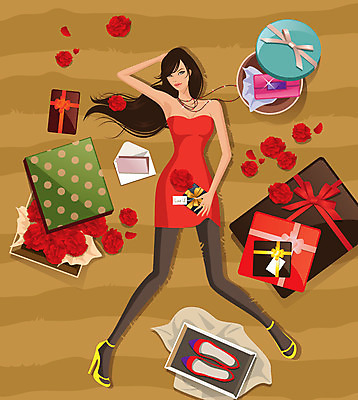 전신 식물 문양 우먼라이프 라이프스타일 여자 패션 꽃 구두 신발 무늬 패턴 일러스트 바닥 선물 한명 미소 웃음 사람 성인 선물상자 쇼핑 상자 눕기 뷰티 지갑 우아함 하이힐 바닥무늬 여자만 여자한명만 성인여자만 성인만 국내일러스트 AI파일 1 컨셉 모션 표정 생활 여성화 파일형식 벡터