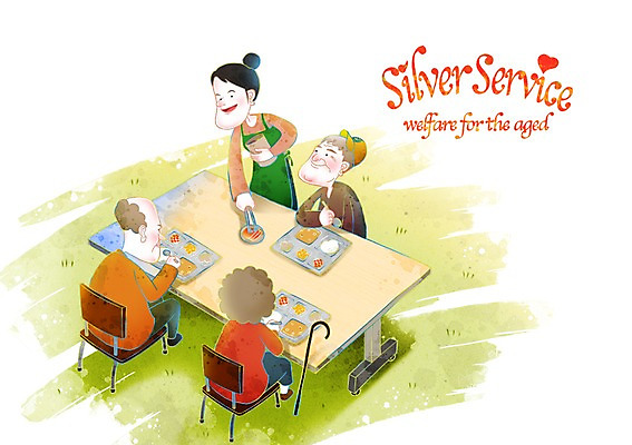 PSD 라이프스타일 여자 할아버지 노년 남자 할머니 의자 일러스트 식탁 지팡이 밥 서기 미소 웃음 사람 앉기 여러명 성인 라이프 실버라이프 노후 식사 봉사 도움 사회 실버 자원봉사자 사회이슈 사회복지 복지 노인복지 사회봉사 식판 급식 배급 배식 노인만 성인만 국내일러스트 음식 가구 다수 컨셉 모션 탁자 표정 생활 공동체 파일형식