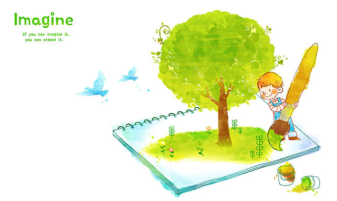 전신 PSD 나무 식물 동물 남자 어린이 일러스트 상상 조류 상상일러스트 한명 서기 미소 웃음 사람 소년 초원 판타지 붓 풀 그리기 스케치북 남자만 남자한명만 어린이만 소년만 소년한명만 국내일러스트 1 모션 학용품 표정 파일형식