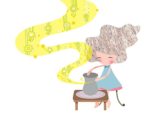 전신 PSD 캐릭터 문양 라이프스타일 여자 여유 무늬 패턴 일러스트 한명 서기 미소 웃음 사람 라이프 도자기 도자기공예 도자기물레 여자만 여자한명만 국내일러스트 일러캐릭터 1 감정 모션 표정 생활 공예 물레 파일형식