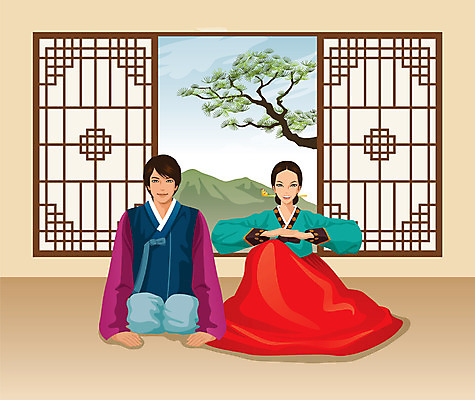 전신 나무 식물 한국문화 한국전통 전통 여자 명절 남자 전통문화 문화 포즈 일러스트 새해 미소 웃음 사람 앉기 손짓 성인 두명 설날 문 예절 인사 절 전통의상 한복 세배 손모으기 명절인사 장지문 성인만 국내일러스트 AI파일 동양문화 기념일 모션 한국 표정 절_인사 파일형식 벡터