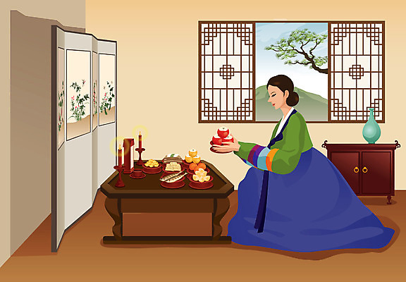 전신 한국문화 한국전통 전통 여자 명절 전통문화 문화 일러스트 창문 한명 미소 웃음 사람 앉기 성인 도자기 전통의상 한복 제사 병풍 제사상 장지문 여자만 여자한명만 성인여자만 성인만 국내일러스트 AI파일 1 동양문화 기념일 모션 한국 표정 전통의례 파일형식 벡터