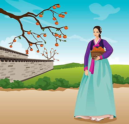 전신 나무 식물 구름 한국문화 한국전통 전통 여자 명절 열매 전통문화 문화 과일 일러스트 하늘 감 한명 서기 미소 웃음 사람 성인 담장 바구니 전통의상 한복 감나무 감따기 여자만 여자한명만 성인여자만 성인만 국내일러스트 AI파일 자연요소 1 동양문화 기념일 모션 한국 표정 파일형식 벡터