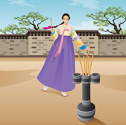 전신 나무 식물 구름 한국문화 한국전통 전통 여자 명절 전통문화 문화 일러스트 하늘 화살 한명 서기 미소 웃음 사람 성인 담장 꽃병 전통놀이 항아리 전통의상 한복 활 투호 투호놀이 여자만 여자한명만 성인여자만 성인만 국내일러스트 AI파일 자연요소 1 동양문화 기념일 꽃 모션 놀이 한국 표정 도자기 파일형식 벡터