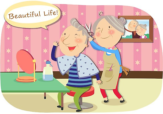 전신 라이프스타일 부부 커플 여자 할아버지 노년 남자 할머니 여유 액자 의자 일러스트 휴식 프레임 틀 서기 미소 웃음 사람 앉기 성인 두명 라이프 실버라이프 노후 머리카락 노부부 앞치마 거울 실버 이발 즐거움 분무기 기념사진 노인만 성인만 국내일러스트 AI파일 감정 가구 컨셉 관계 모션 표정 생활 머리 파일형식 벡터