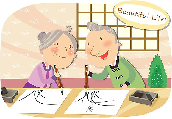 식물 라이프스타일 부부 커플 여자 할아버지 노년 남자 화분 종이 할머니 여유 일러스트 서예 휴식 미소 웃음 사람 앉기 상반신 성인 두명 라이프 실버라이프 노후 노부부 실버 먹 즐거움 벼루 화선지 노인만 성인만 국내일러스트 AI파일 한국전통 감정 컨셉 관계 모션 표정 생활 한지 파일형식 벡터