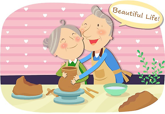 식물 문양 라이프스타일 그릇 부부 커플 여자 할아버지 노년 남자 할머니 여유 잎 무늬 일러스트 휴식 미소 웃음 사람 상반신 성인 두명 라이프 실버라이프 노후 노부부 앞치마 대접 도자기 실버 도자기공예 공예 즐거움 전통공예 물레 노인만 성인만 국내일러스트 AI파일 식기 감정 컨셉 관계 표정 취미 생활 파일형식 벡터