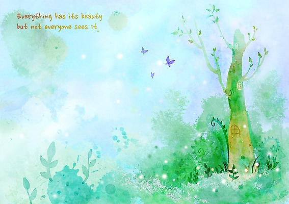 PSD 나무 식물 동물 나비 곤충 백그라운드 잎 일러스트 자연 나뭇잎 풍경 사람없음 자연백그라운드 국내일러스트 생태계 파일형식