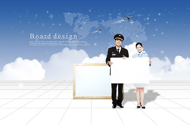 전신 PSD 구름 편집이미지 직업 배너 여자 남자 포즈 유니폼 세계지도 지도 모션 비행기 안내 알림판 서기 미소 웃음 들기 사람 동양인 20대 성인 두명 한국인 전문직 파일럿 승무원 알림 기장 청년만 성인만 이미지편집 자연요소 옷 항공교통 대중교통 표정 인종 청년 세계 파일형식