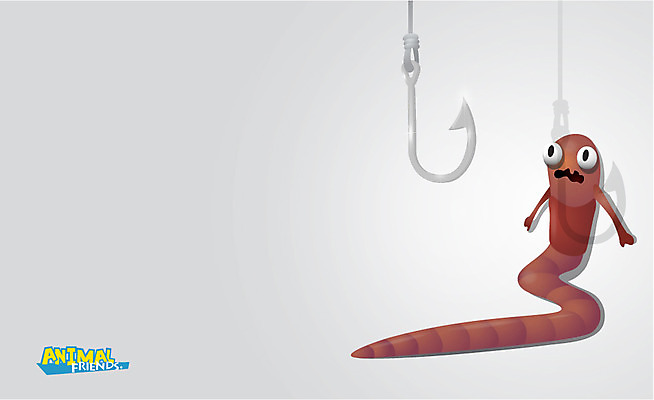 동물 캐릭터 동물캐릭터 일러스트 애니멀프린트 사람없음 낚싯바늘 먹이 갈고리 미끼 지렁이 일러캐릭터 AI파일 낚시용품 파일형식 벡터