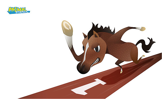 동물 척추동물 캐릭터 동물캐릭터 일러스트 포유류 애니멀프린트 사람없음 달리기 말_동물 경마 일러캐릭터 AI파일 모션 파일형식 벡터