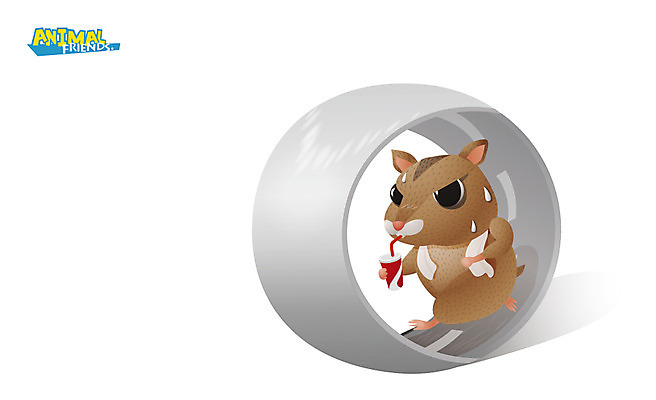 동물 캐릭터 동물캐릭터 일러스트 포유류 애니멀프린트 사람없음 반려동물 바퀴 햄스터 쳇바퀴 일러캐릭터 AI파일 설치류 파일형식 벡터