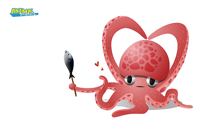 동물 캐릭터 동물캐릭터 일러스트 연체동물 애니멀프린트 사람없음 바다동물 하트 문어 어류캐릭터 일러캐릭터 AI파일 모양 바다 무척추동물 어류 수중동물 파일형식 벡터