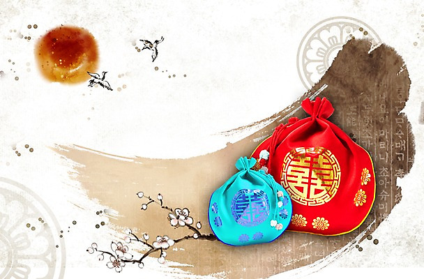 PSD 나무 식물 동물 편집이미지 한국문화 한국전통 전통 문양 꽃 전통문화 문화 생활용품 2 무늬 조류 복주머니 전통소품 한국 사람없음 태양 두개 주머니 실크 오브젝트 비단주머니 이미지편집 자연요소 동양문화 아시아 직물 파일형식