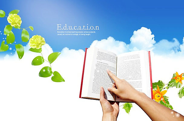 PSD 식물 구름 편집이미지 손 영어 교육 꽃 잎 손가락 하늘 나뭇잎 영어교육 한명 사람 신체부위 책 독서 가리킴 풀 팔 영어책 이미지편집 자연요소 문자 1 손짓 파일형식