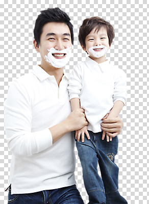 편집이미지 라이프스타일 남자 행복 아들 어린이 가정 가족 사랑 서기 미소 웃음 사람 동양인 소년 성인 두명 앞모습 캐주얼 부모 화목 거품 한국인 자녀 아빠 세수 가족사진 면도 면도크림 PNG 남자만 편집소스 옷 감정 뷰포인트 컨셉 관계 모션 표정 인종 생활 위생용품 청결 파일형식 단체사진