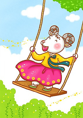 전신 PSD 나무 식물 동물 구름 캐릭터 한마리 한국전통 동물캐릭터 포즈 일러스트 놀이 전통캐릭터 새해 서기 사람없음 십이지신 양띠 양 한복 신년캐릭터 즐거움 그네 양캐릭터 국내일러스트 일러캐릭터 자연요소 1 전통 감정 포유류 모션 한국 전통의상 파일형식