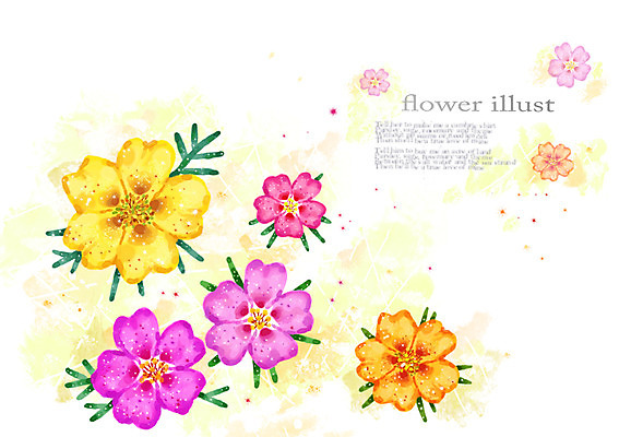 PSD 식물 꽃 컬러 여러송이 백그라운드 잎 꽃백그라운드 일러스트 자연 사람없음 컬러풀 풀 우아함 채송화 국내일러스트 다수 컨셉 생태계 파일형식